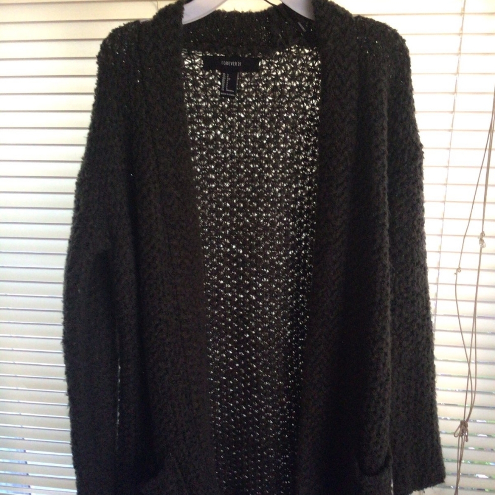 Green long length cardigan
